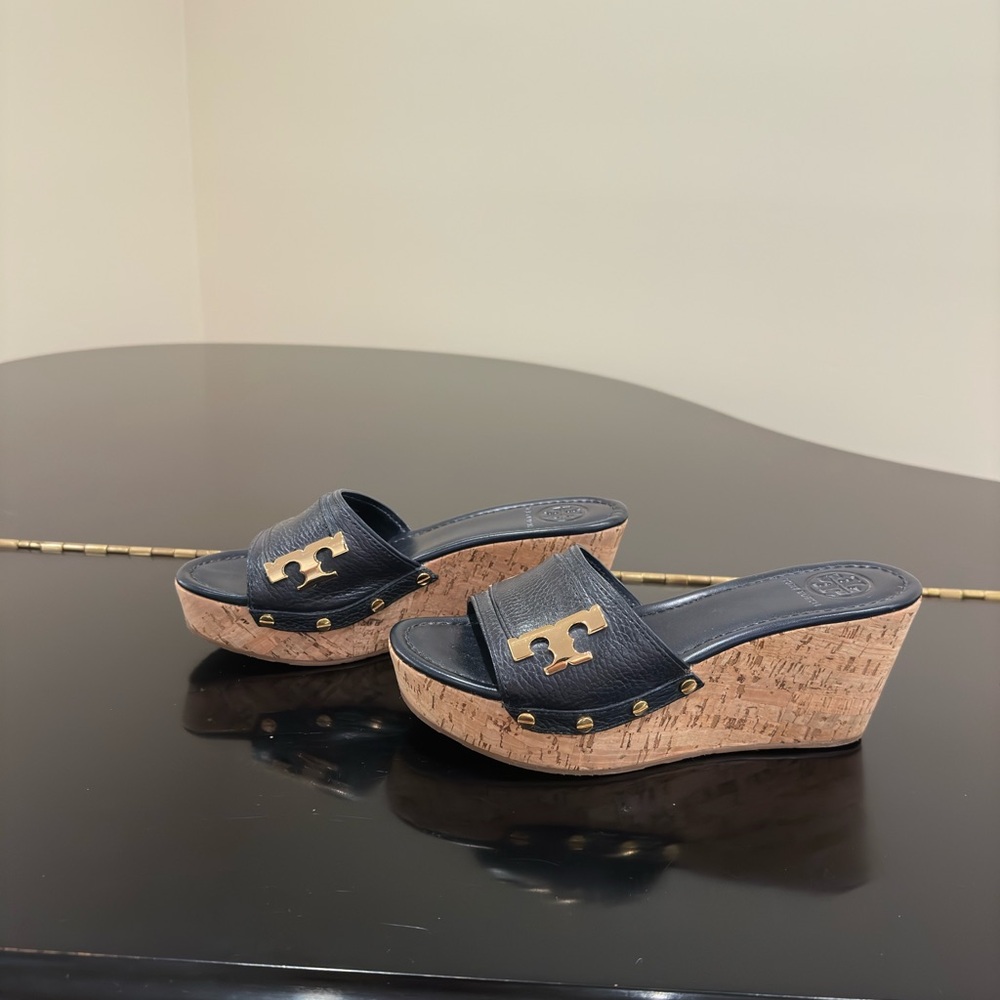 RARE authentic iconic luxury summer beach resort Tory Burch wedge/sandals/shoes - Picture 11 of 17